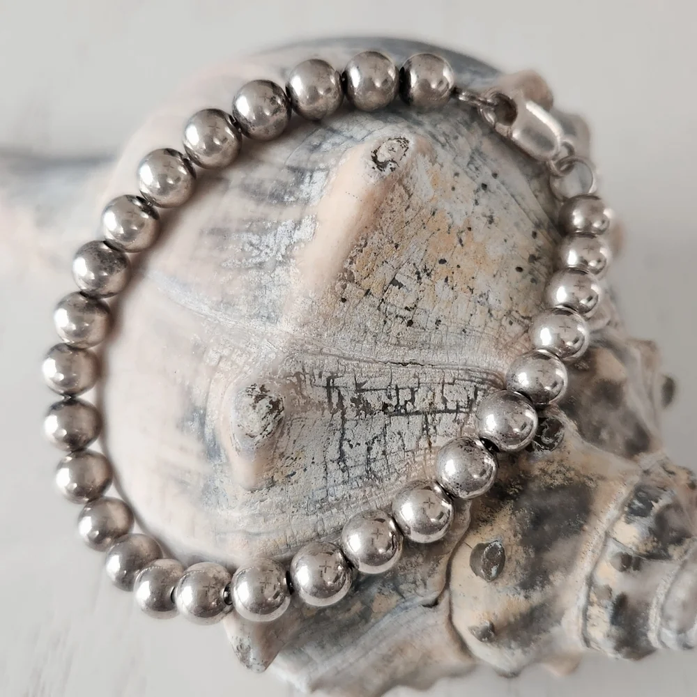 Sterling Silver Bead Bracelet - Picture 3 of 5